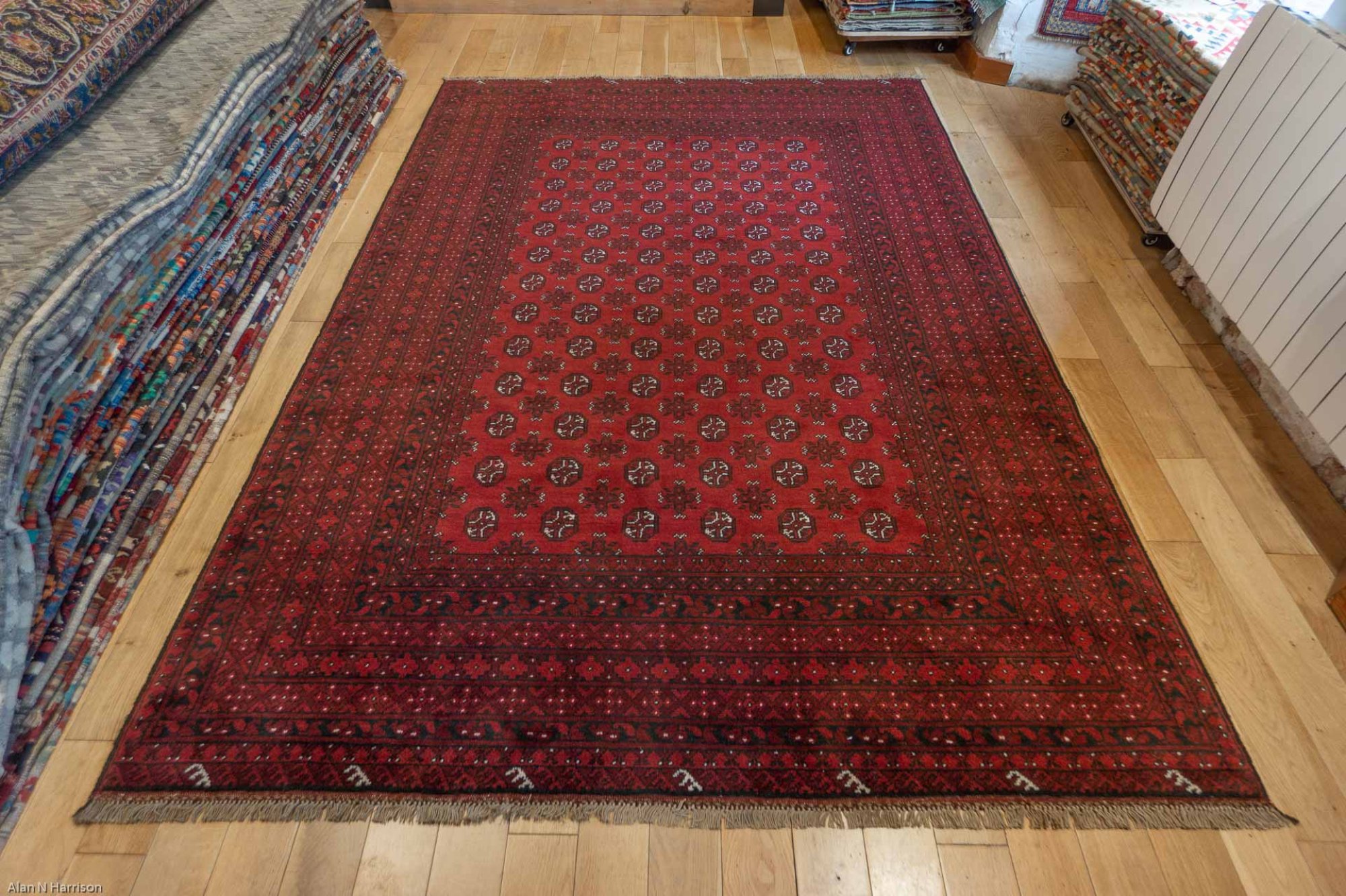 Hand Knotted Aqcha Rug From Afghanistan